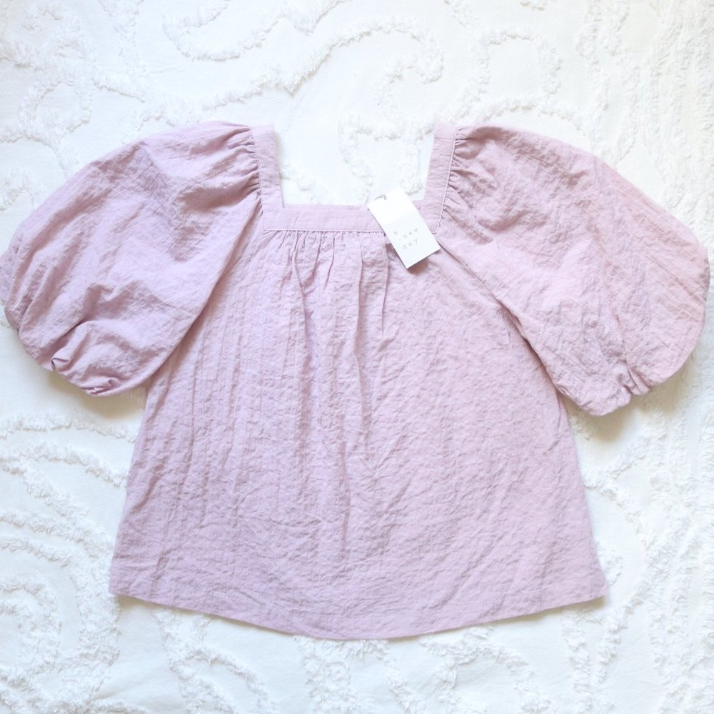 A New Day | Romantic Boho Linen Puff Balloon Short Sleeve Square Neck Summer Top - Picture 4 of 11